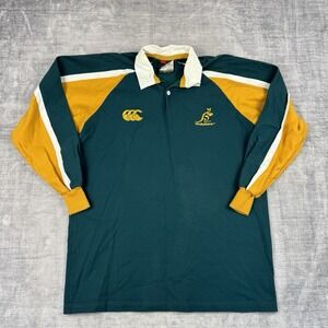 Vtg Australia Wallabies Jersey Mens XL Green Canterbury Rugby Polo Colorblock